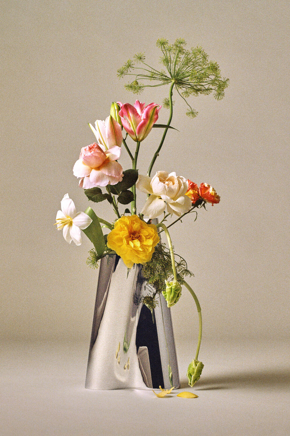 Lituus vase, Rustfrit stål - H34 cm.